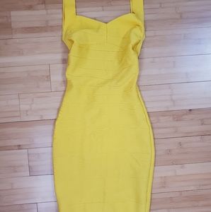 Bandeau yellow open back dress